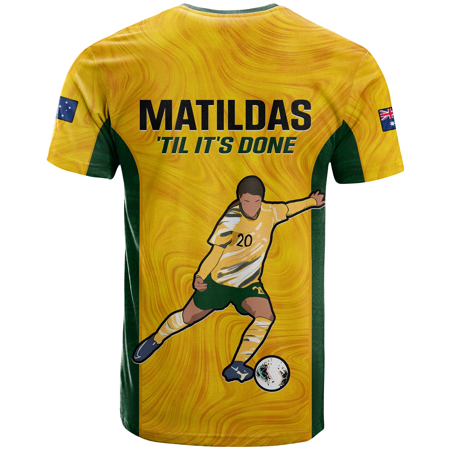 Australia Soccer T Shirt Sam Kerr Matildas World Cup Yellow LT14