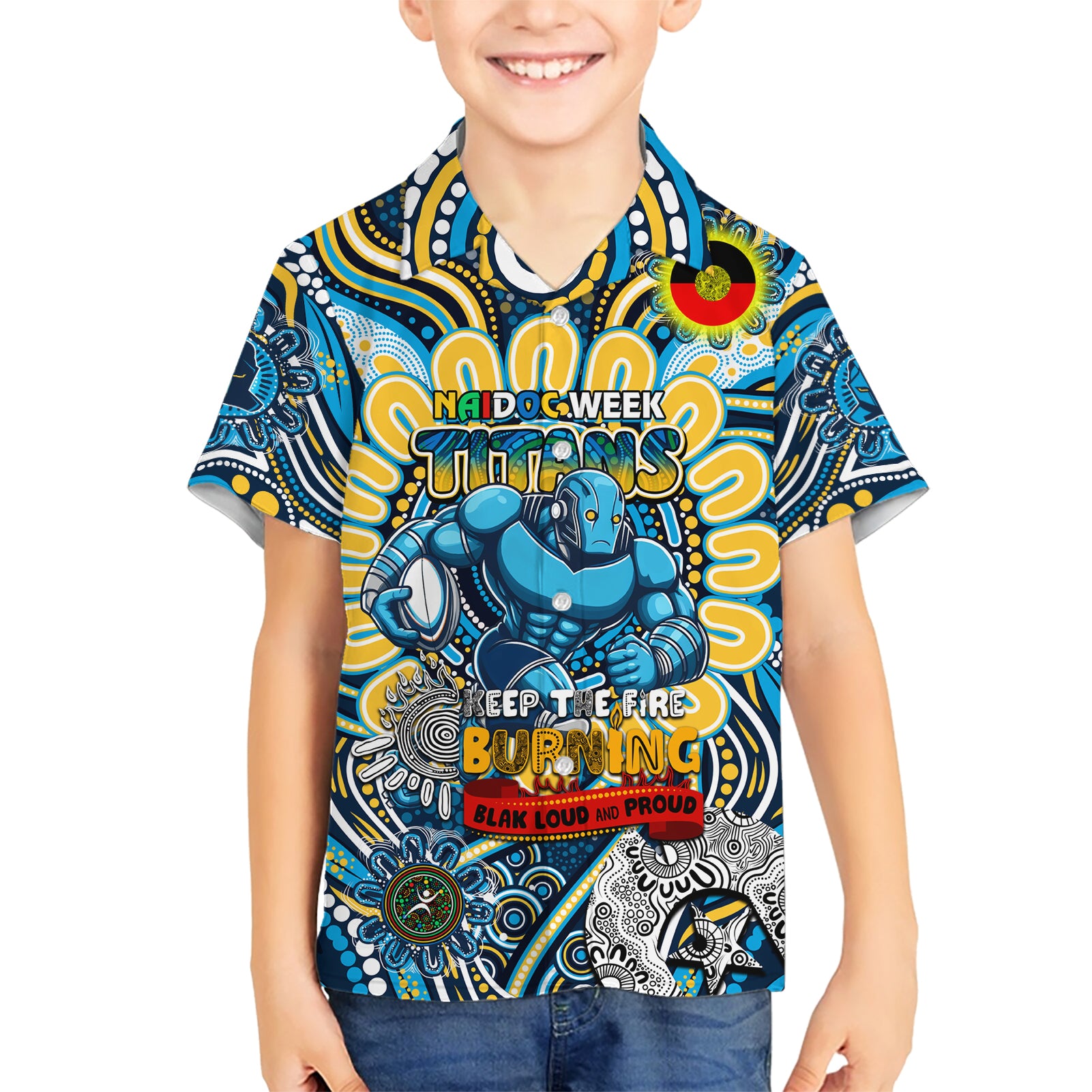 Custom NAIDOC Week 2024 Titans Kid Hawaiian Shirt Mascot Rugby