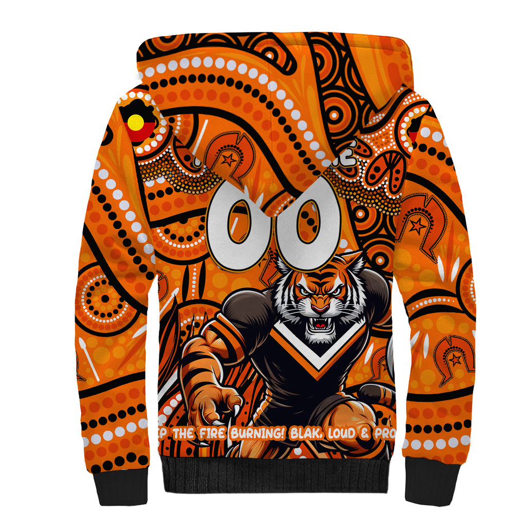 Custom Australia NAIDOC Week 2024 Sherpa Hoodie Wests Tigers Mascot Keep The Fire Burning