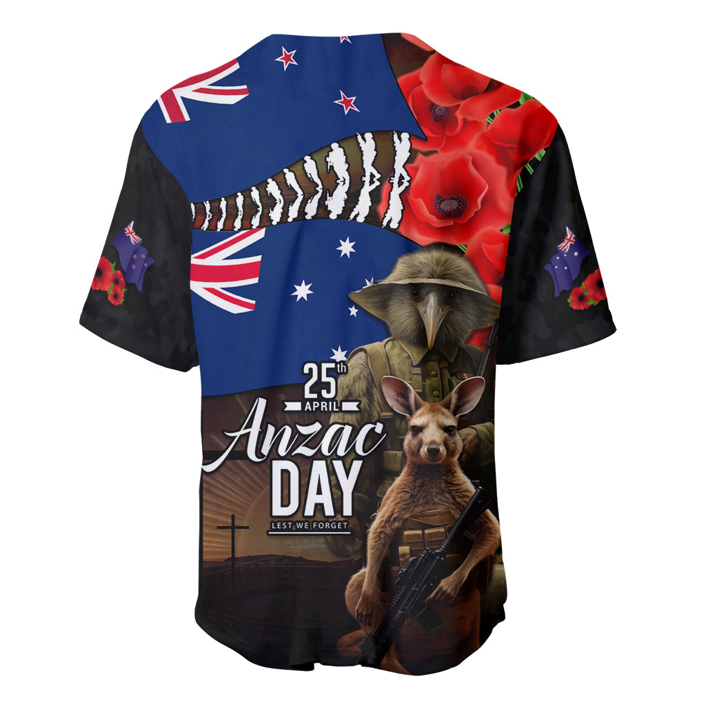 New Zealand and Australia ANZAC Day Baseball Jersey National Flag mix Kiwi Bird and Kangaroo Soldier Style