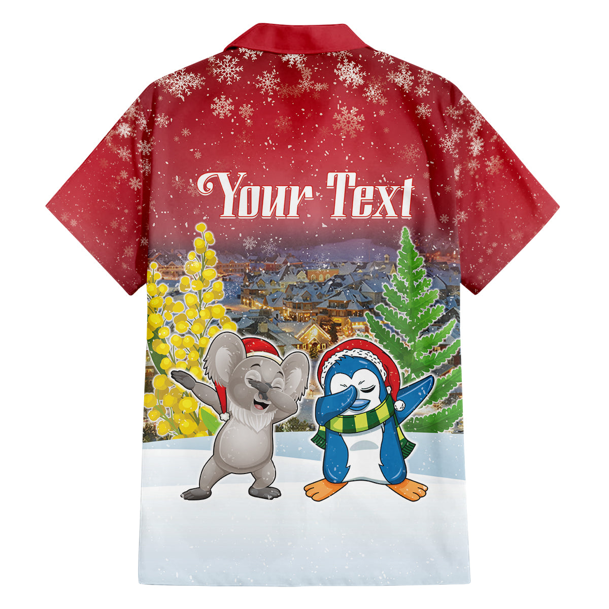 Personalised Christmas In July Family Matching Tank Maxi Dress and Hawaiian Shirt Funny Dabbing Dance Koala And Blue Penguins
