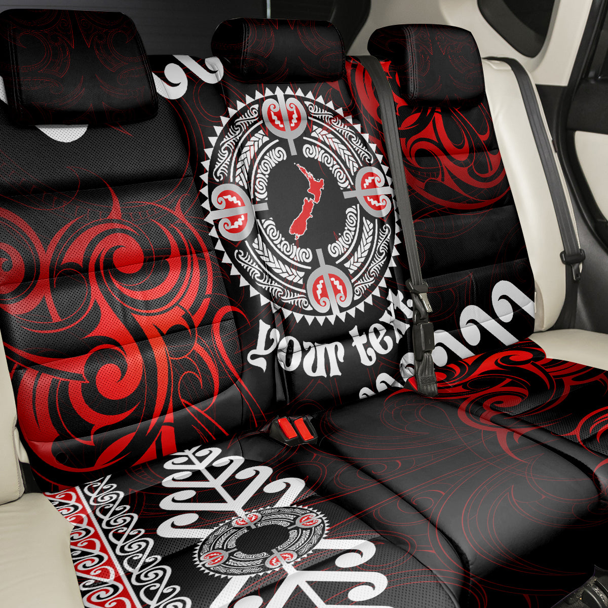 New Zealand Waitangi Day Personalised Back Car Seat Cover Aotearoa Te Ra O Waitangi With Maori Tattoo LT9