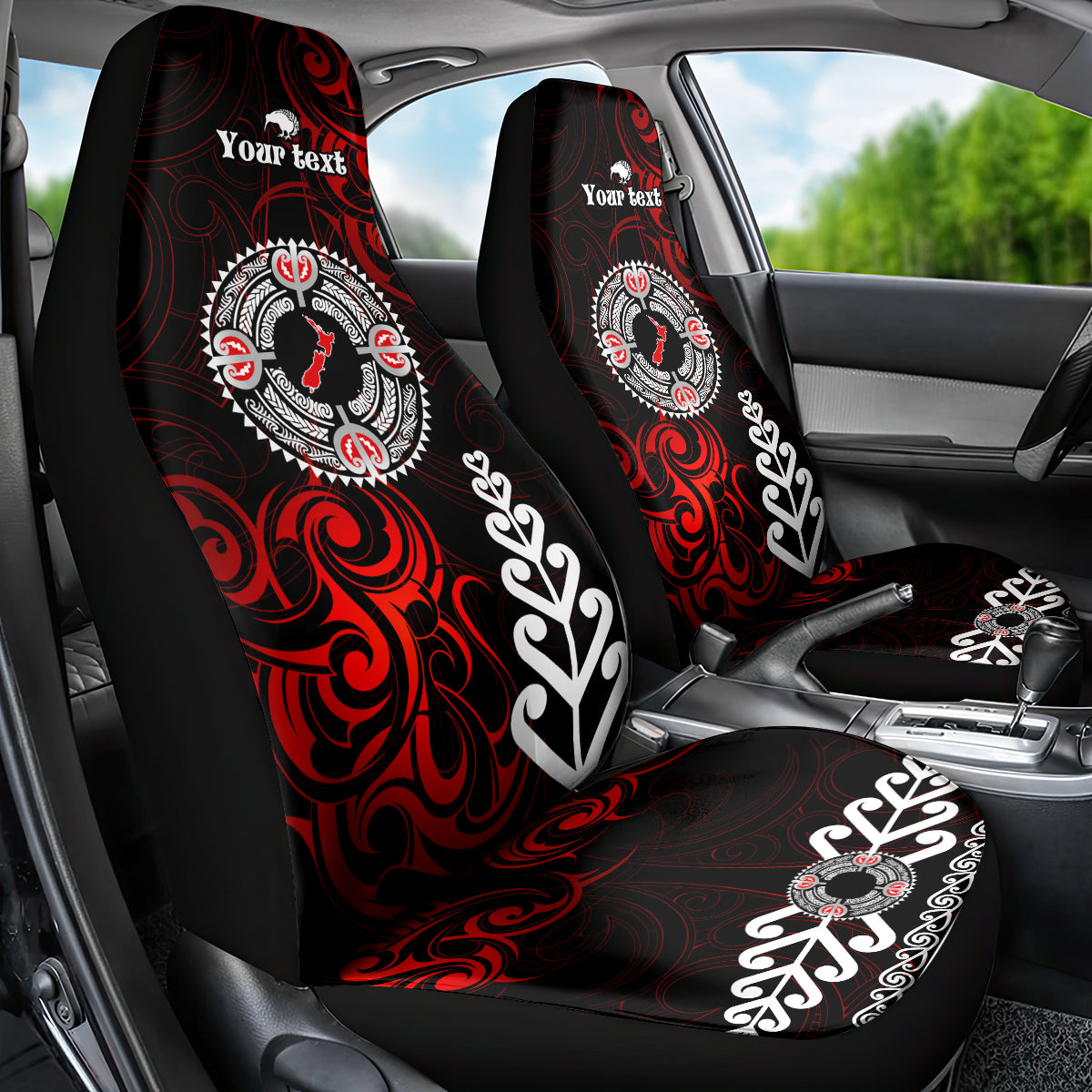 New Zealand Waitangi Day Personalised Car Seat Cover Aotearoa Te Ra O Waitangi With Maori Tattoo