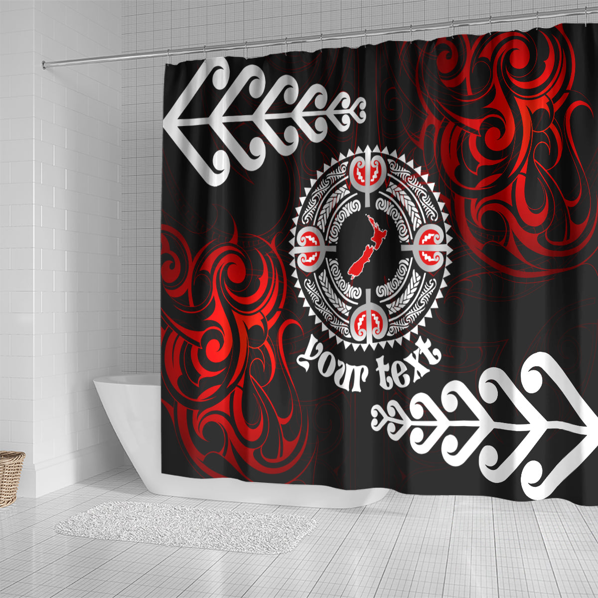 New Zealand Waitangi Day Personalised Shower Curtain Aotearoa Te Ra O Waitangi With Maori Tattoo