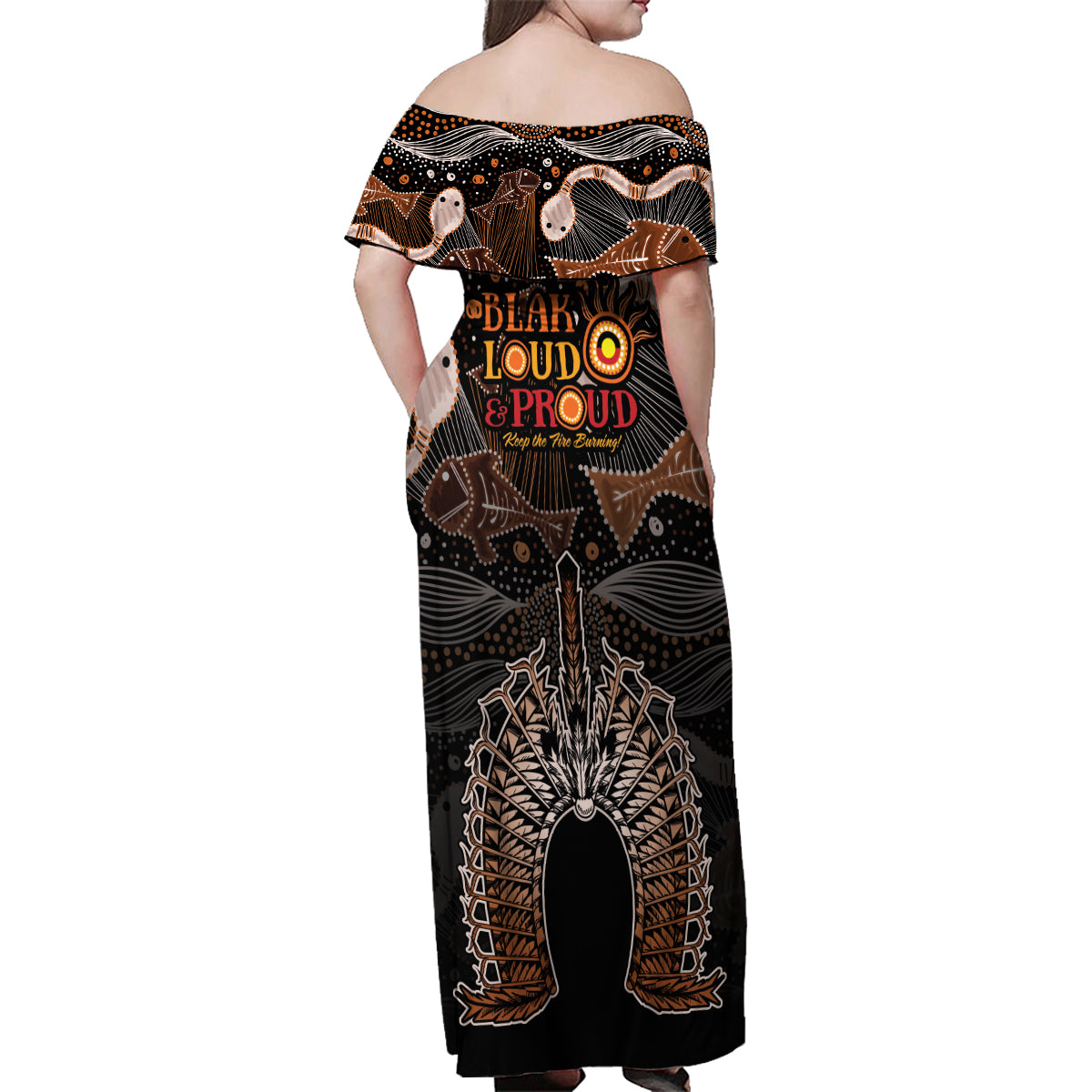 Torres Strait Islander NAIDOC 2024 Family Matching Off Shoulder Maxi Dress and Hawaiian Shirt Dhari Headdress Indigenous Cultural Spirit