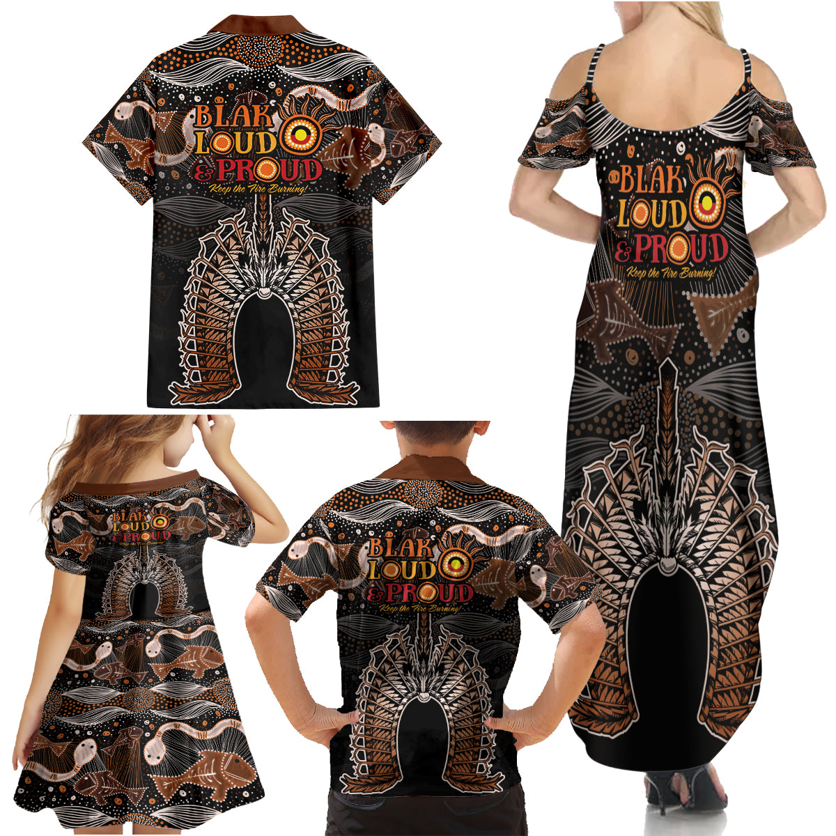 Torres Strait Islander NAIDOC 2024 Family Matching Summer Maxi Dress and Hawaiian Shirt Dhari Headdress Indigenous Cultural Spirit