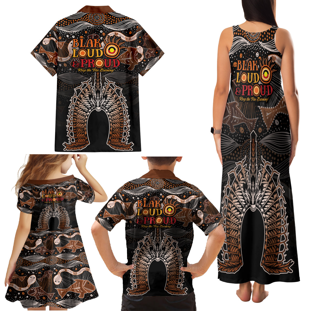 Torres Strait Islander NAIDOC 2024 Family Matching Tank Maxi Dress and Hawaiian Shirt Dhari Headdress Indigenous Cultural Spirit