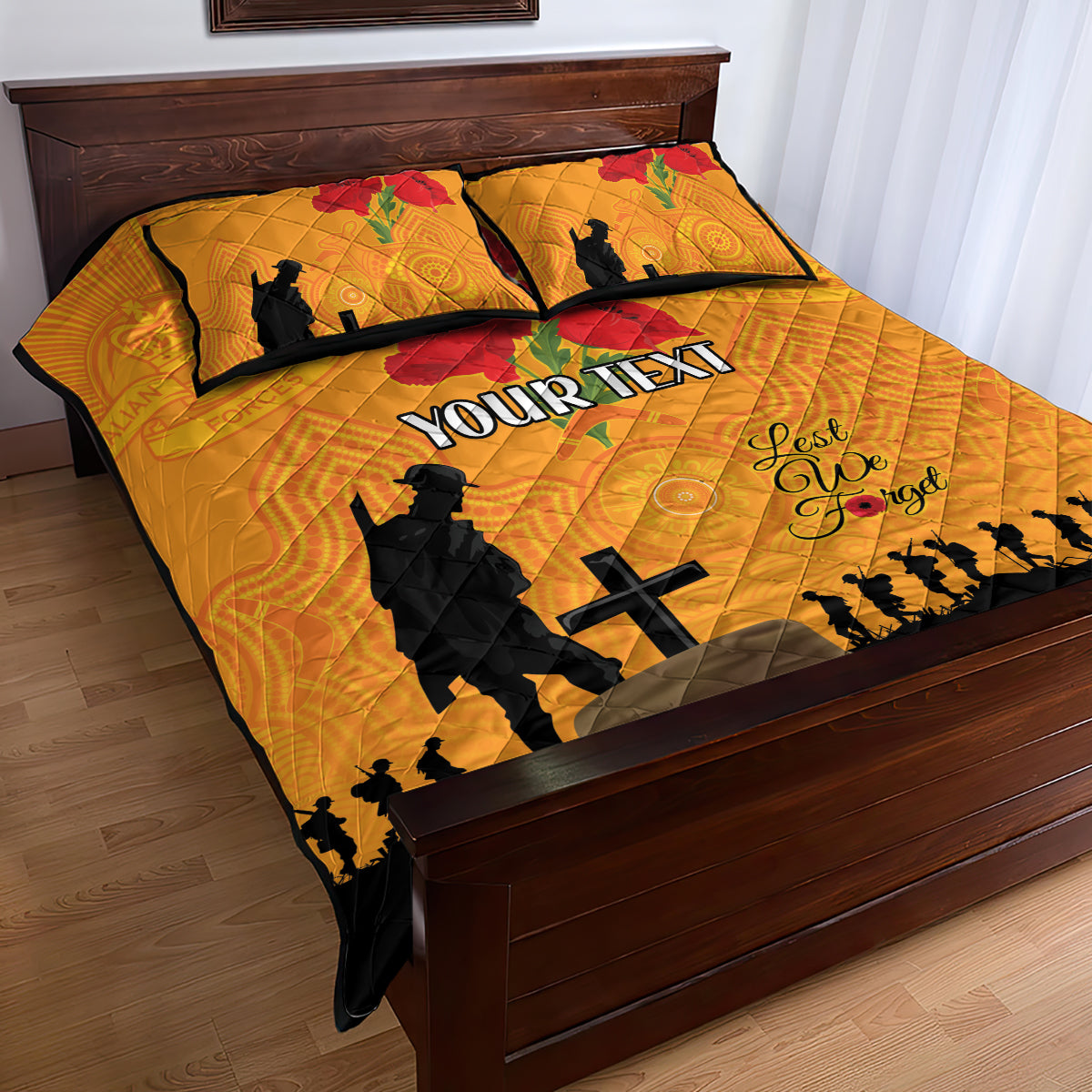 Australia Wallabies Rugby ANZAC Custom Quilt Bed Set Gallipoli Soldier With Aboriginal Dots Art