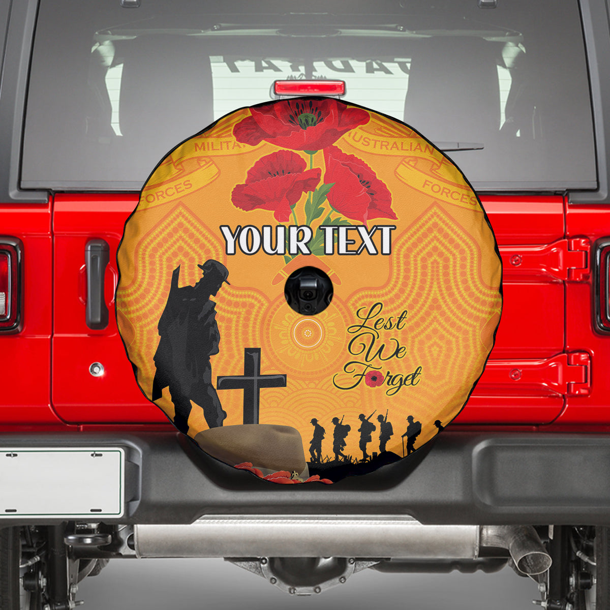 Australia Wallabies Rugby ANZAC Custom Spare Tire Cover Gallipoli Soldier With Aboriginal Dots Art
