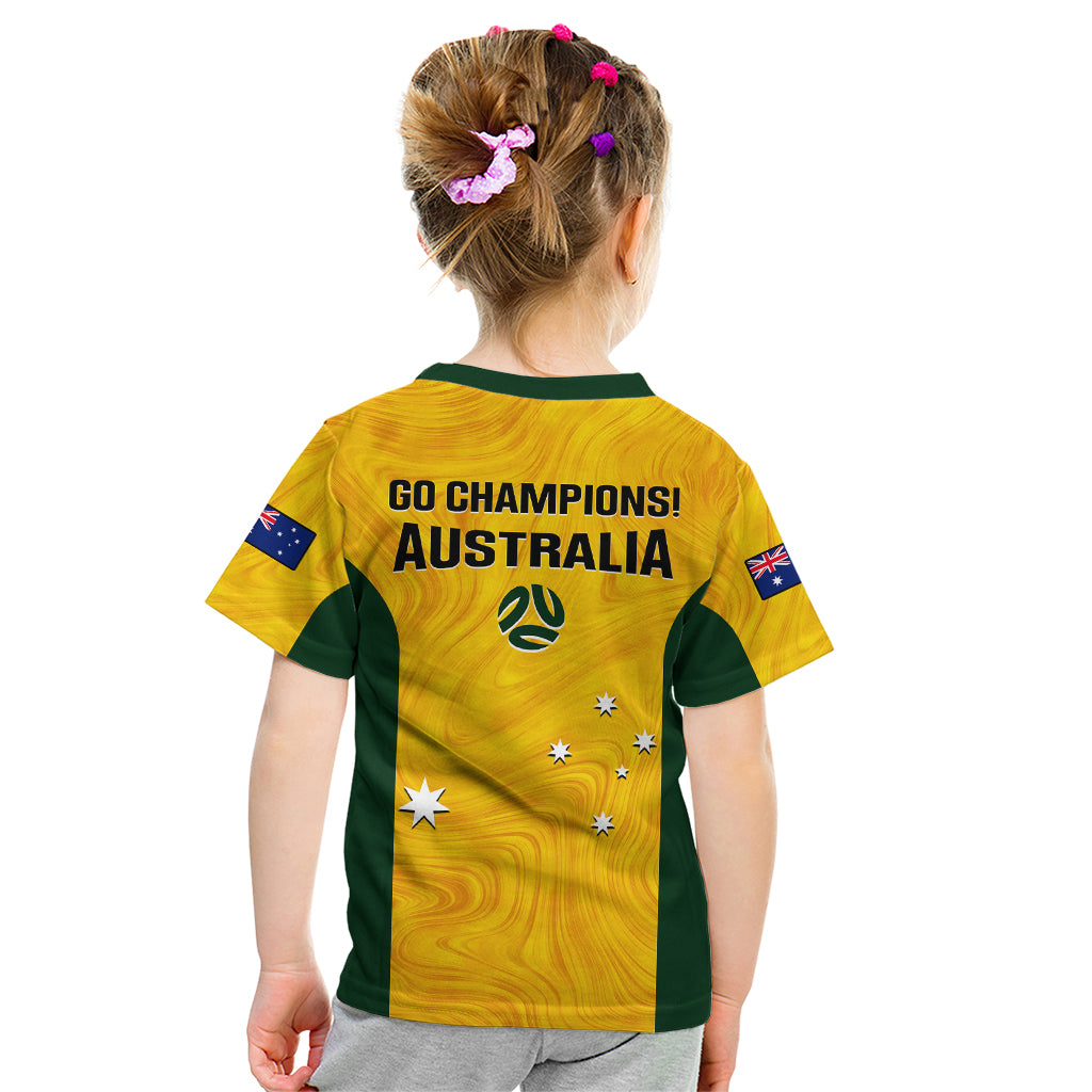 Australia Soccer T Shirt Gold Matildas World Cup 2023 Go Champions LT14