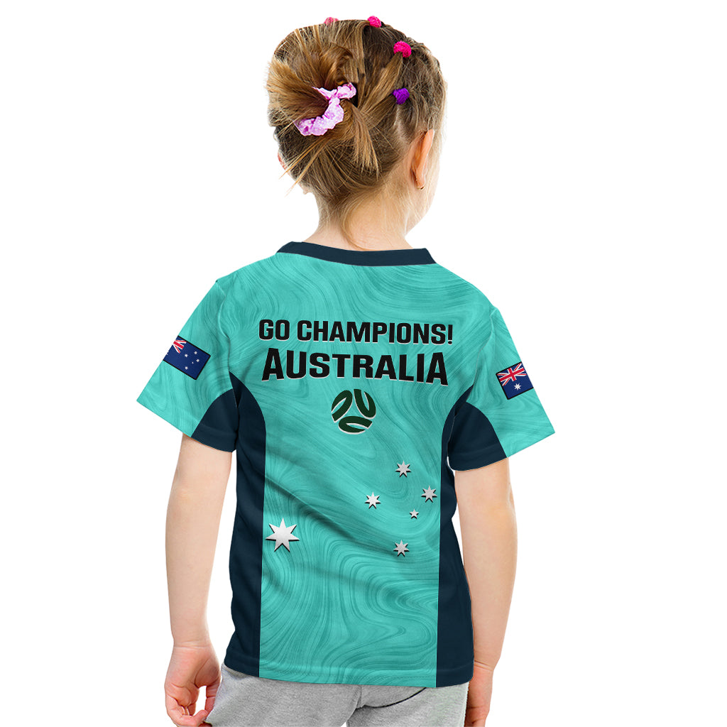 Australia Soccer T Shirt Turquoise Matildas World Cup 2023 Go Champions LT14