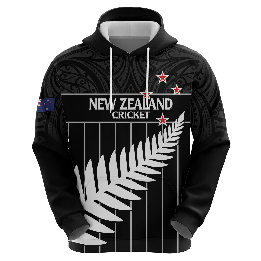 Custom New Zealand Silver Fern Cricket Hoodie Aotearoa Maori Go Black Cap