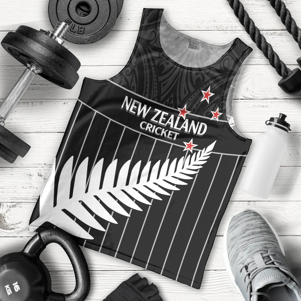 Custom New Zealand Silver Fern Cricket Men Tank Top Aotearoa Maori Go Black Cap