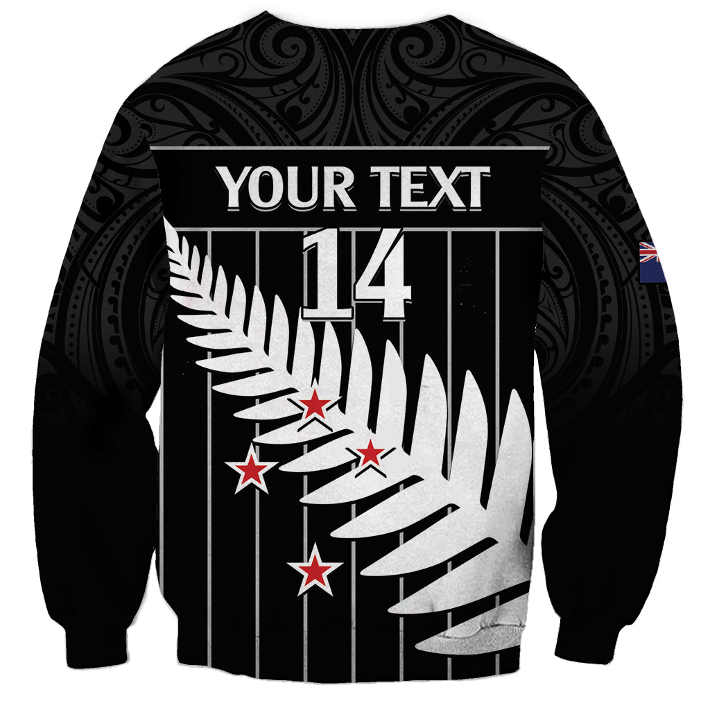 Custom New Zealand Silver Fern Cricket Sweatshirt Aotearoa Maori Go Black Cap