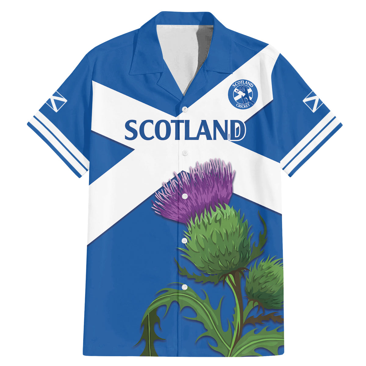 Custom Scotland Cricket Family Matching Mermaid Dress and Hawaiian Shirt 2024 Scottish Thistle Flag Style