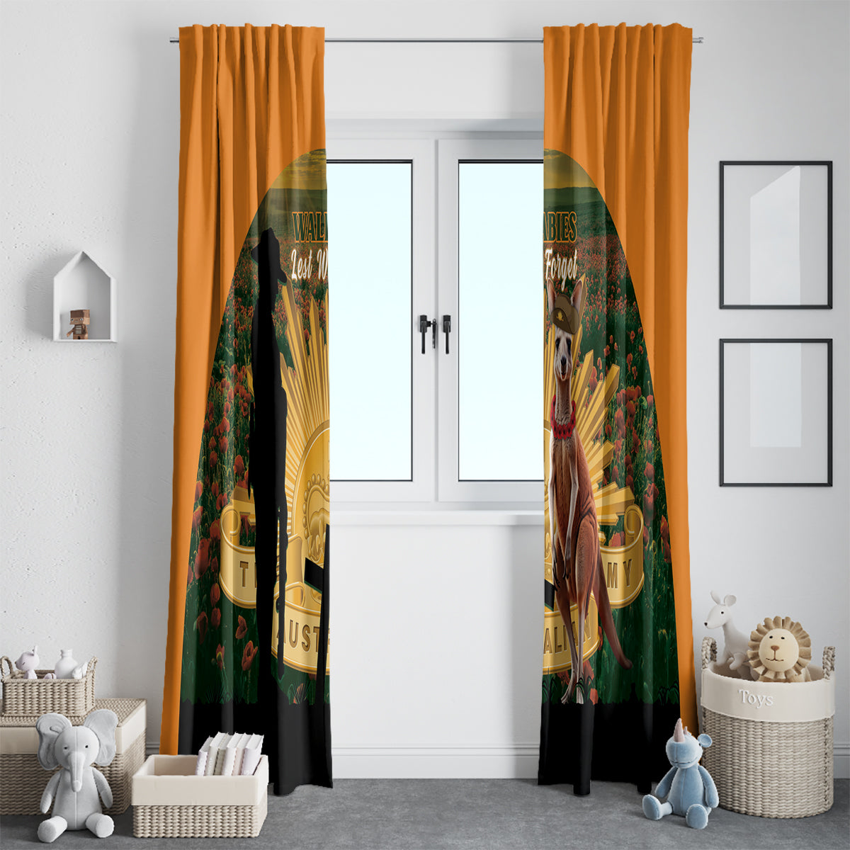 Australia Wallabies Rugby ANZAC Day Window Curtain 2024 Lest We Forget