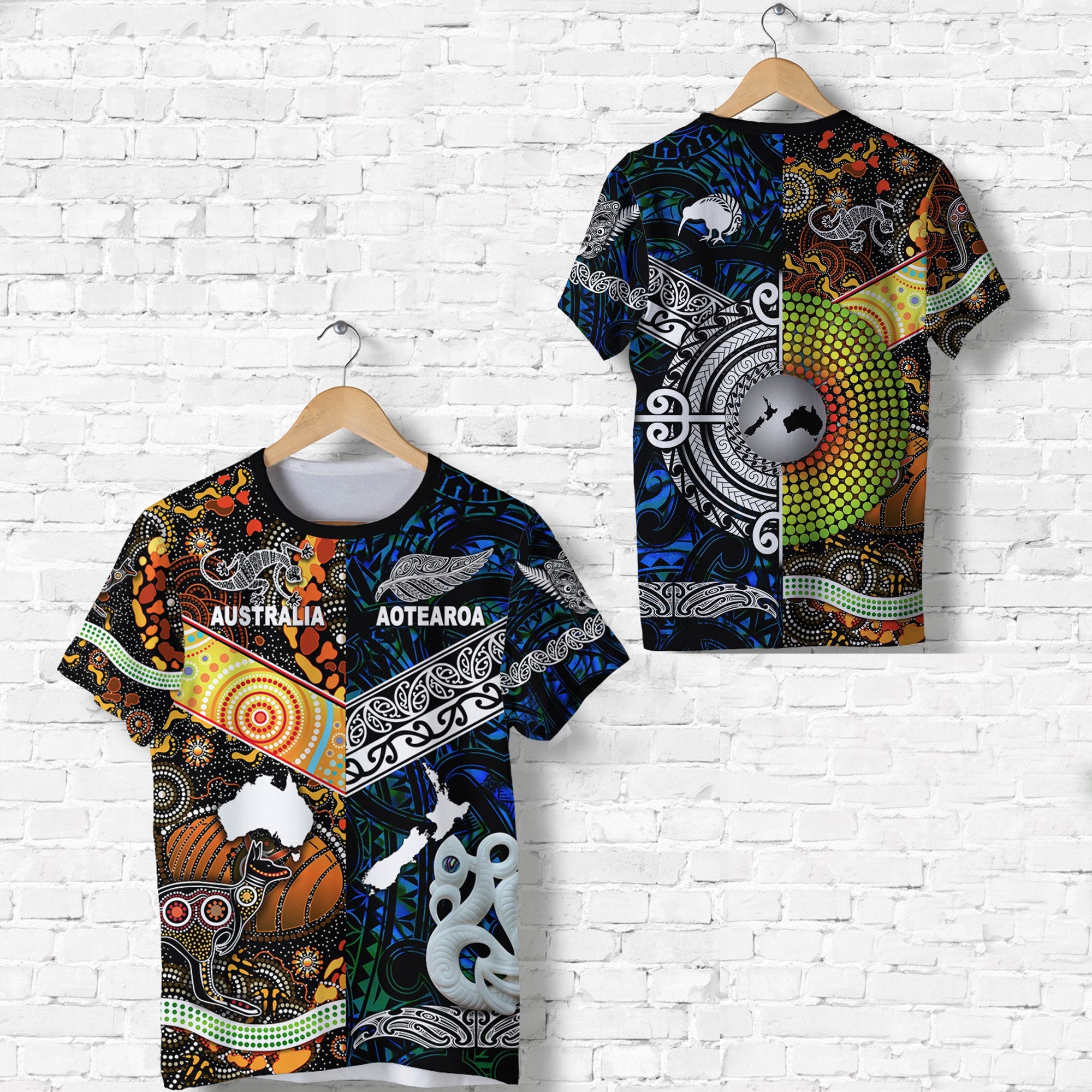 Australia Aboriginal Inspired T-Shirt - Australia Aotearoa with Maori and Aboriginal Inspired Culture T-Shirt LT8