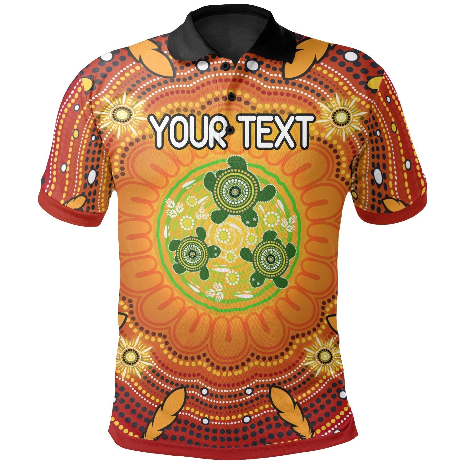 custom-text-aboriginal-polo-shirts-turtle-circle-dot-painting-art