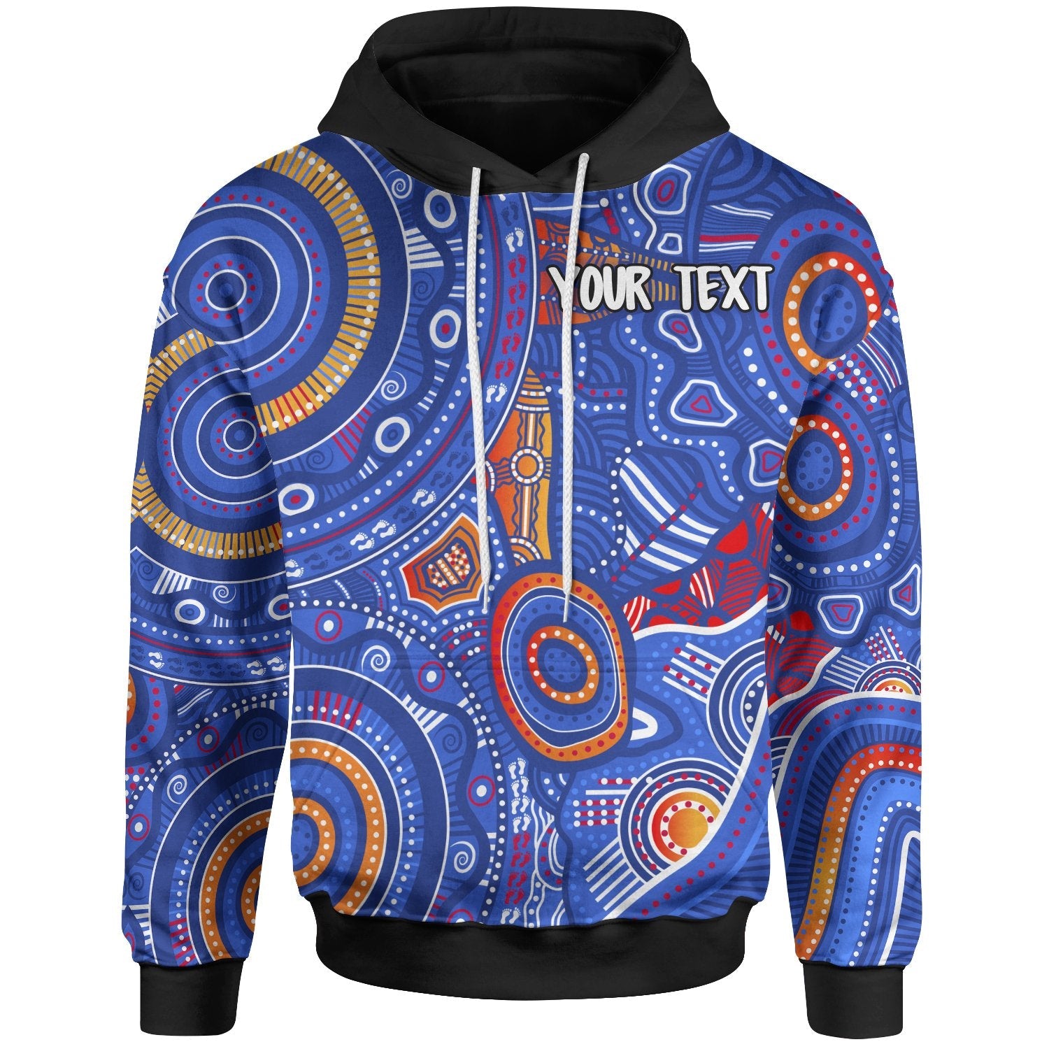 custom-text-aboriginal-hoodie-indigenous-footprint-patterns-blue-color