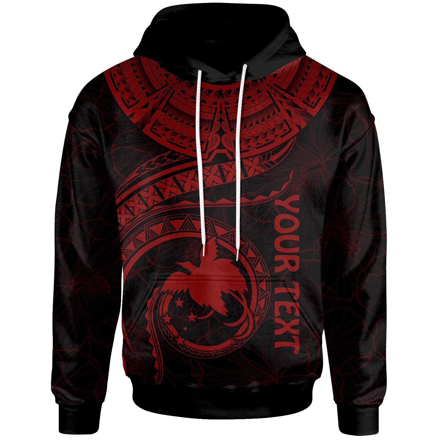papua-new-guinea-polynesian-personalised-hoodie-papua-new-guinea-waves-red
