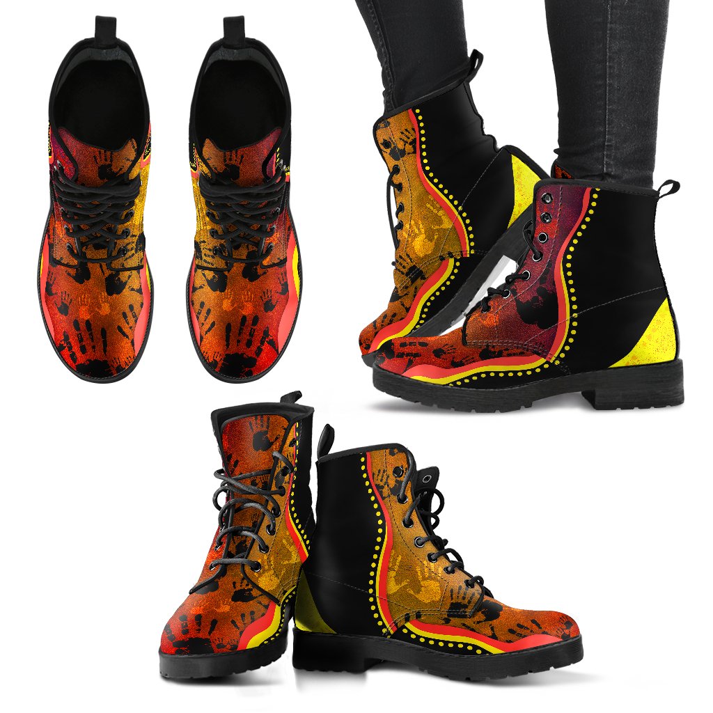 leather-boots-aboriginal-rock-painting-hand-art-golden-fashion-style