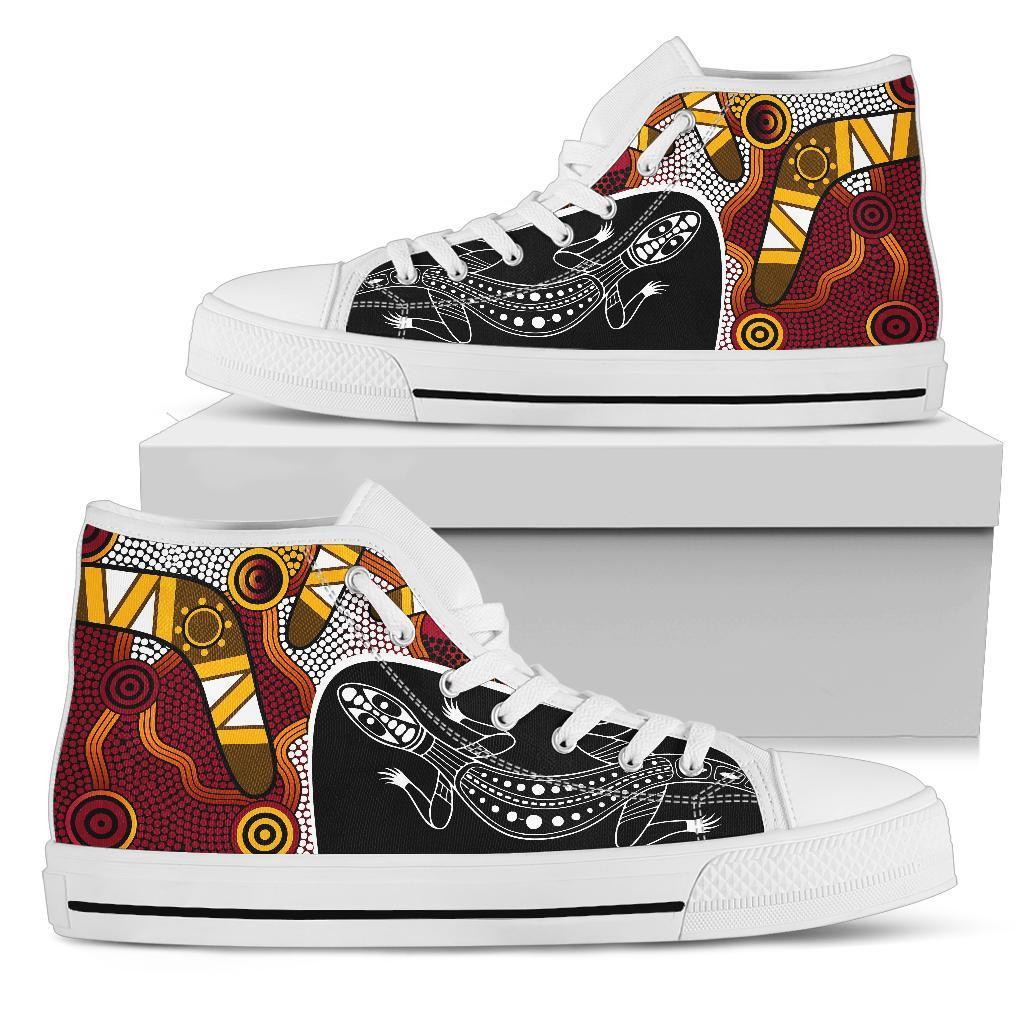 high-top-shoes-aboriginal-dot-painting-lizard-shoes