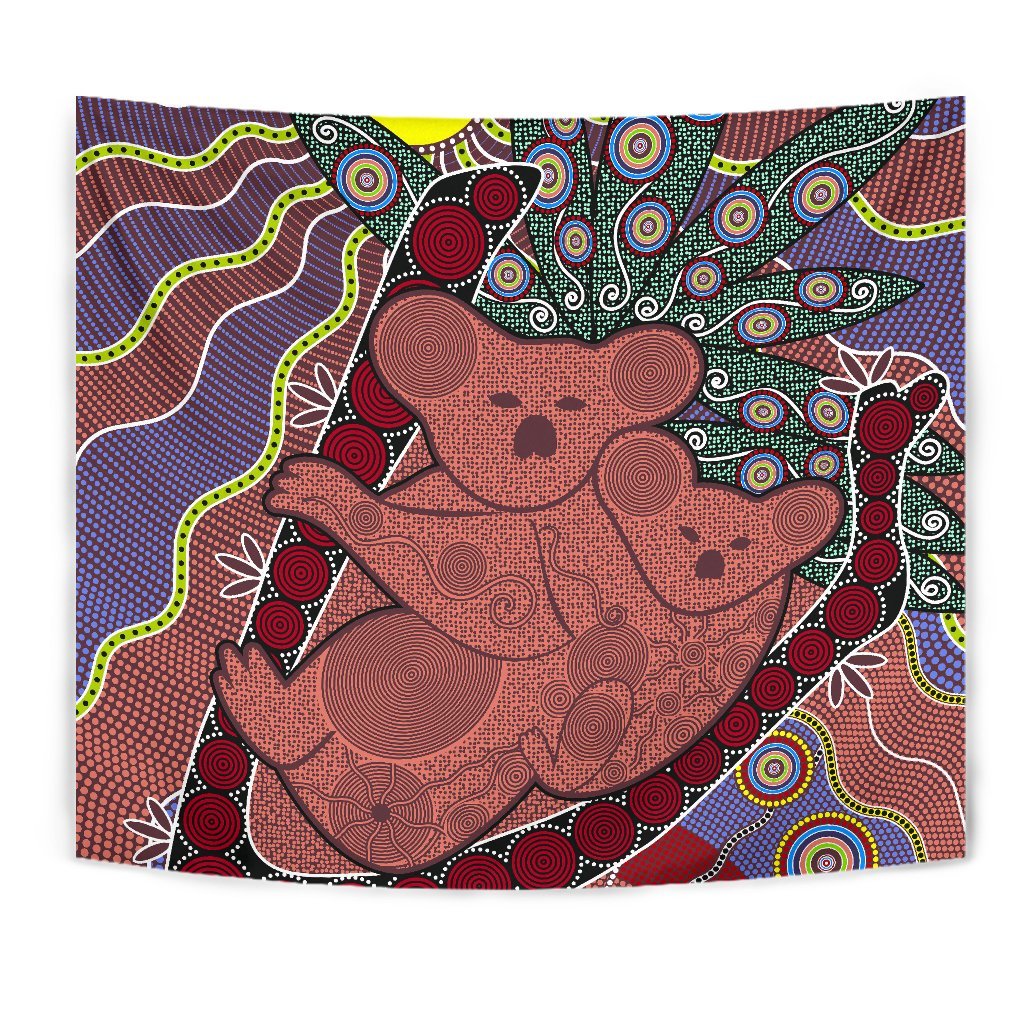 aboriginal-tapestry-koala-sun-dot-painting-circle-patterns
