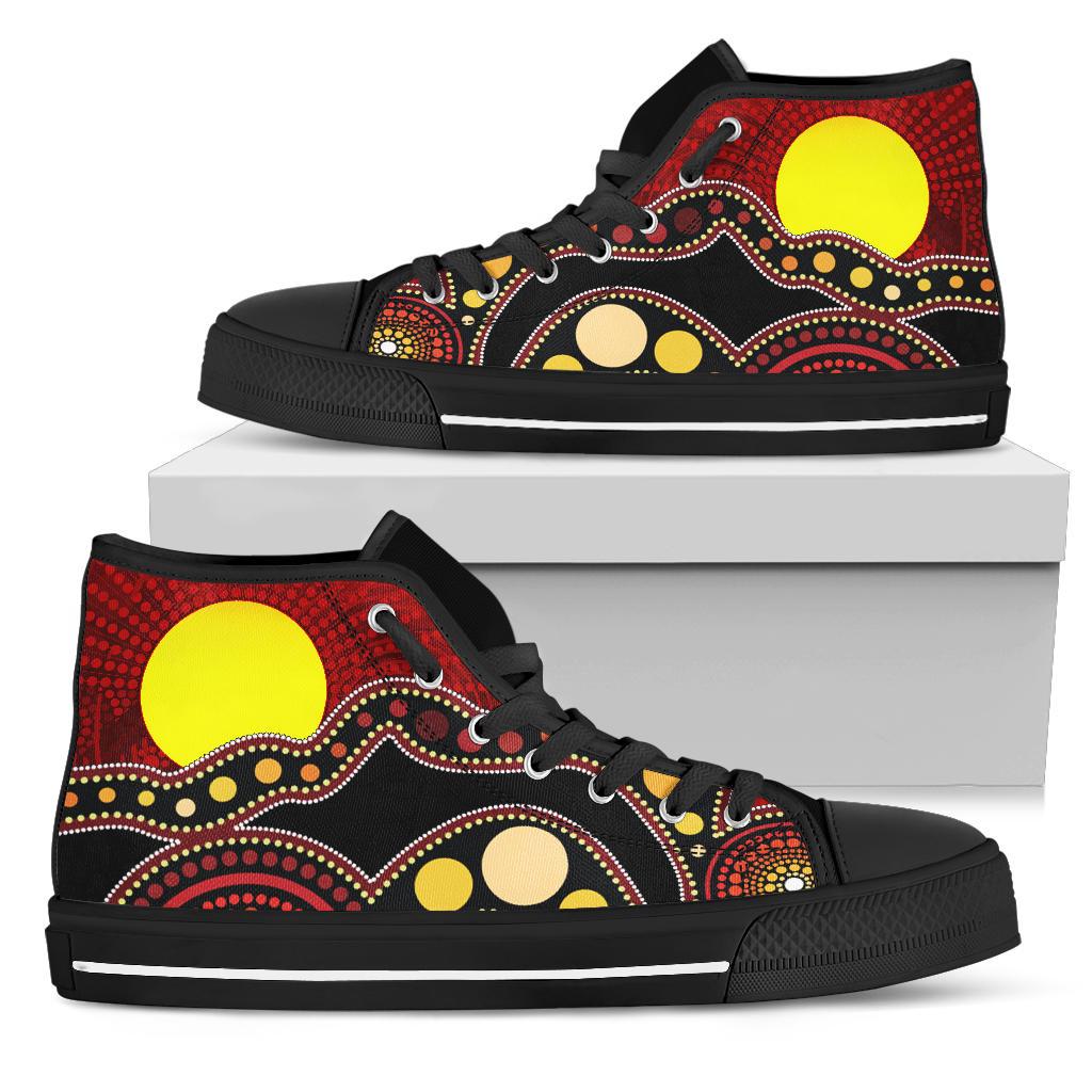 high-top-shoes-australia-aboriginal-lives-matter-flag-circle-dot-painting-art-shoes