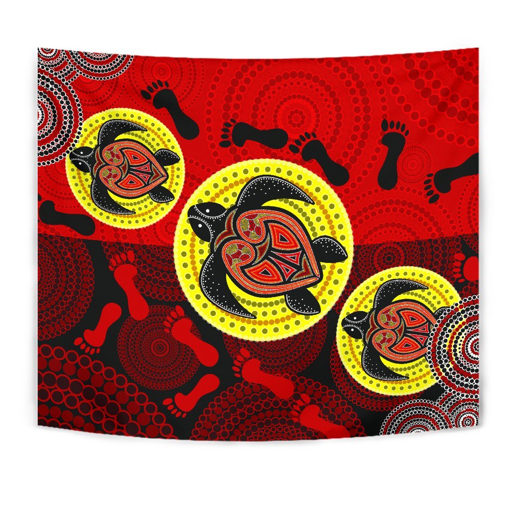 aboriginal-tapestry-turtle-footprint-circle-dot-painting