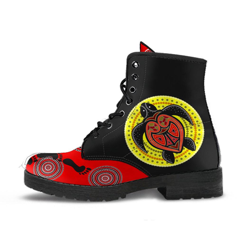 aboriginal-leathers-boots-turtle-patterns-circle-dot-painting