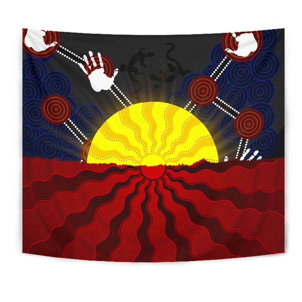 aboriginal-tapestry-australia-indigenous-flag-sun-dot-painting