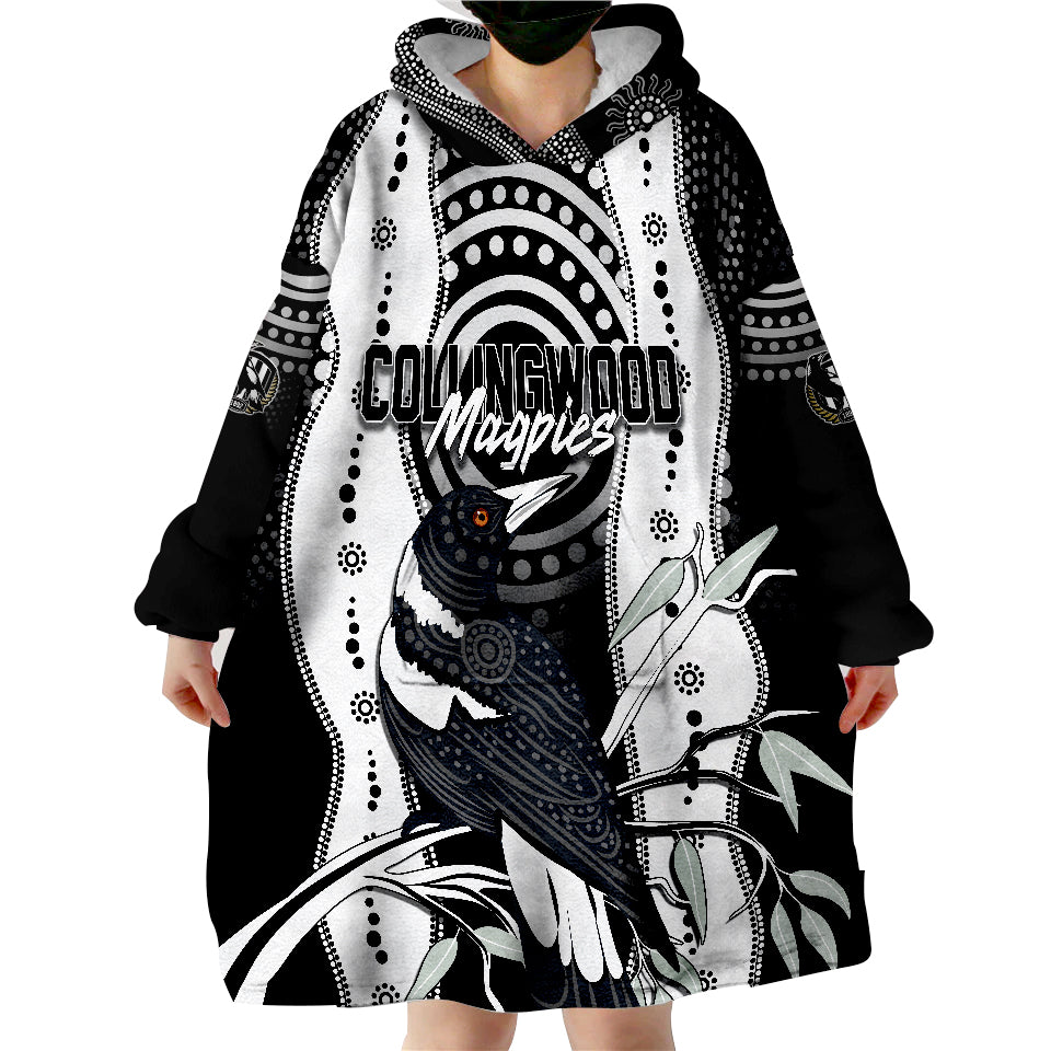 personalised-collingwood-magpies-aboriginal-artsy-vibes-wearable-blanket-hoodie