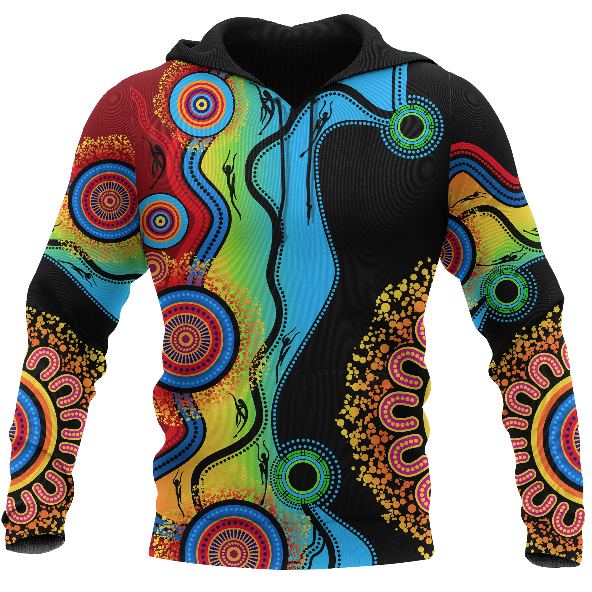 aboriginal-hoodie-circle-dot-painting-flowers-patterns-blue-dream