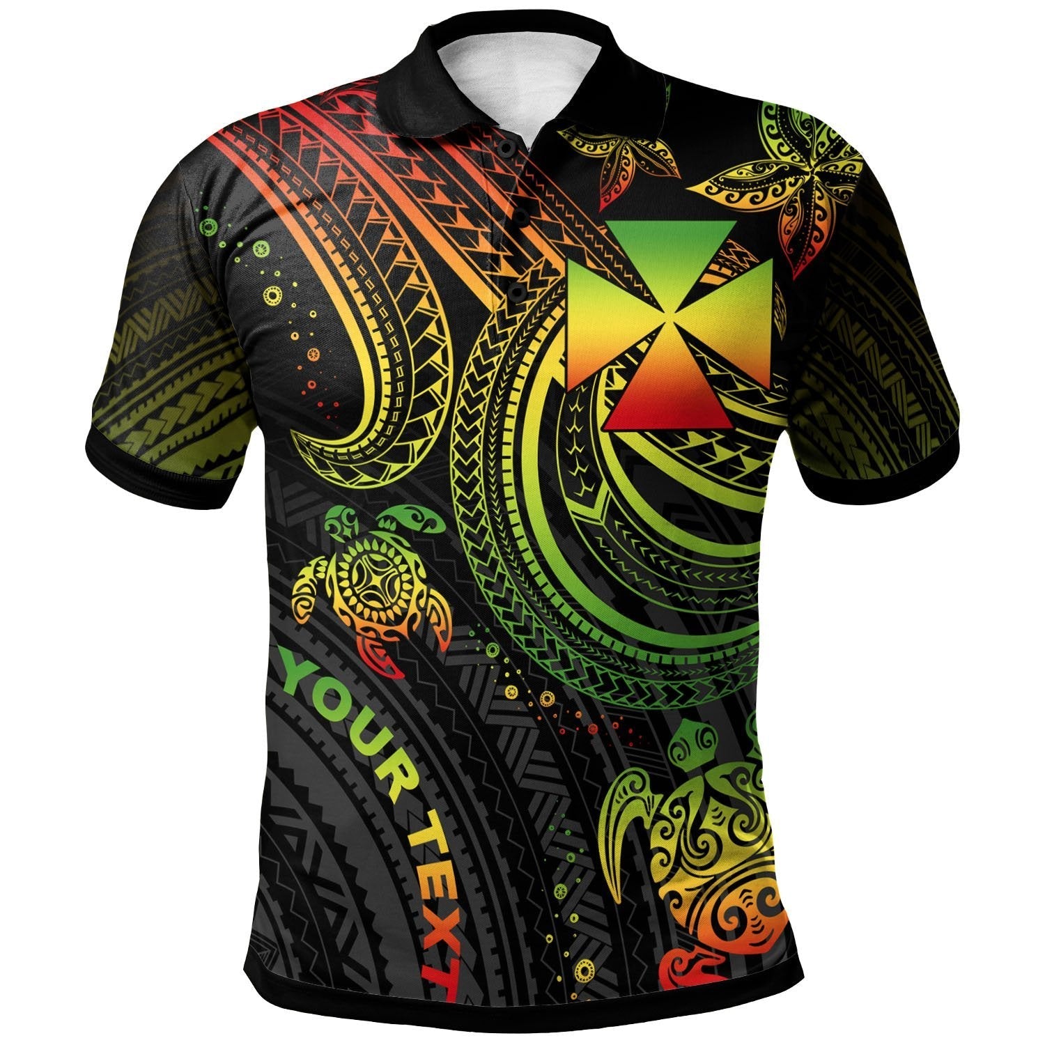 wallis-and-futuna-custom-personalised-polo-shirt-reggae-turtle