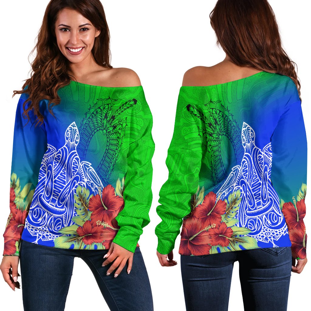 torres-strait-islanders-off-shoulder-sweater-ocean-hibiscus
