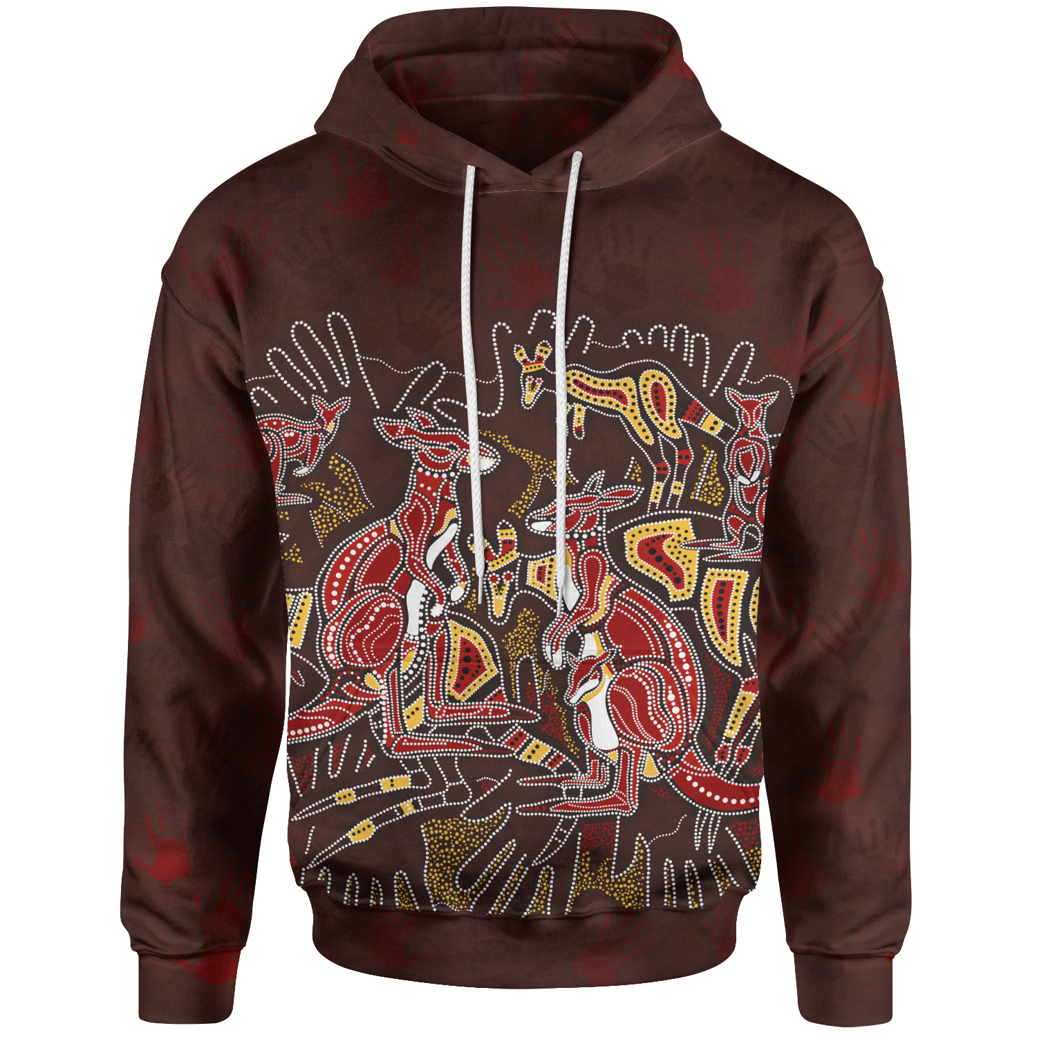 aboriginal-hoodie-kangaroo-family-with-hand-art
