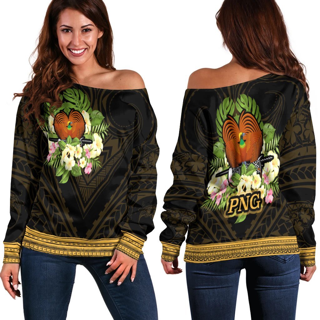 papua-new-guinea-womens-off-shoulder-sweater-polynesian-gold-patterns-collection