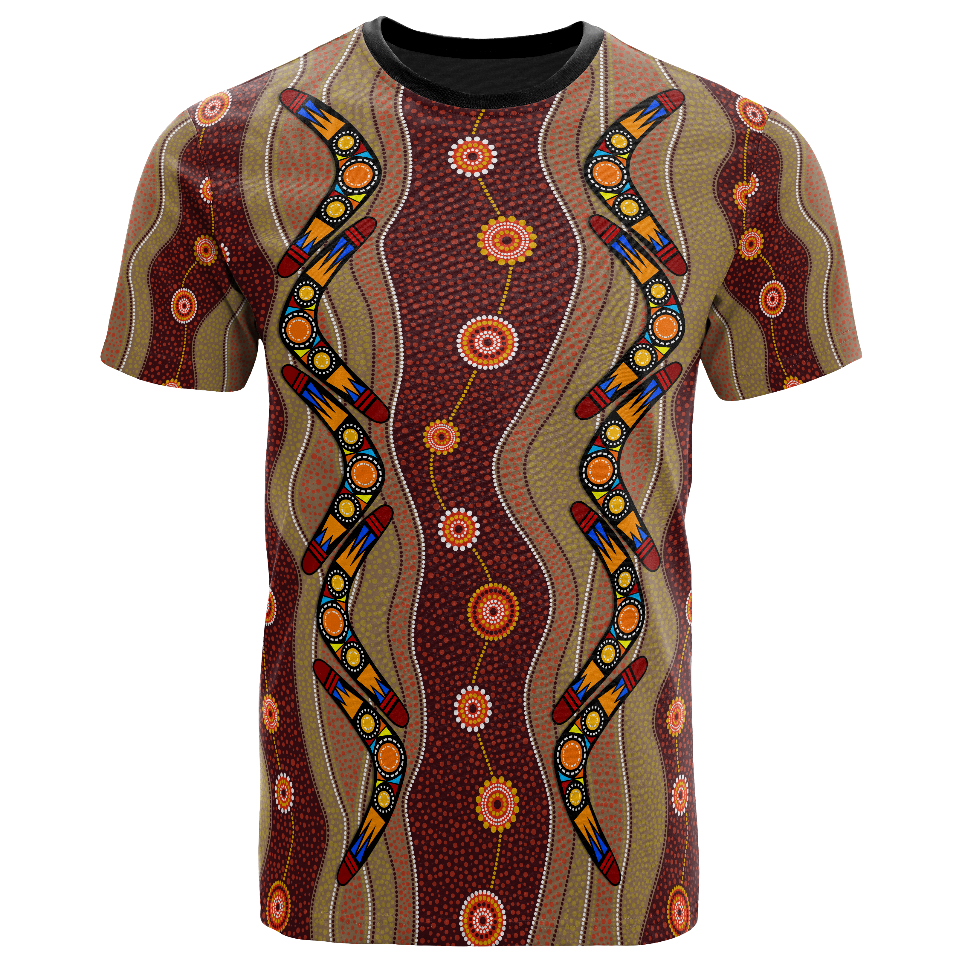 aboriginal-t-shirt-boomerang-patterns-circle-dot-painting