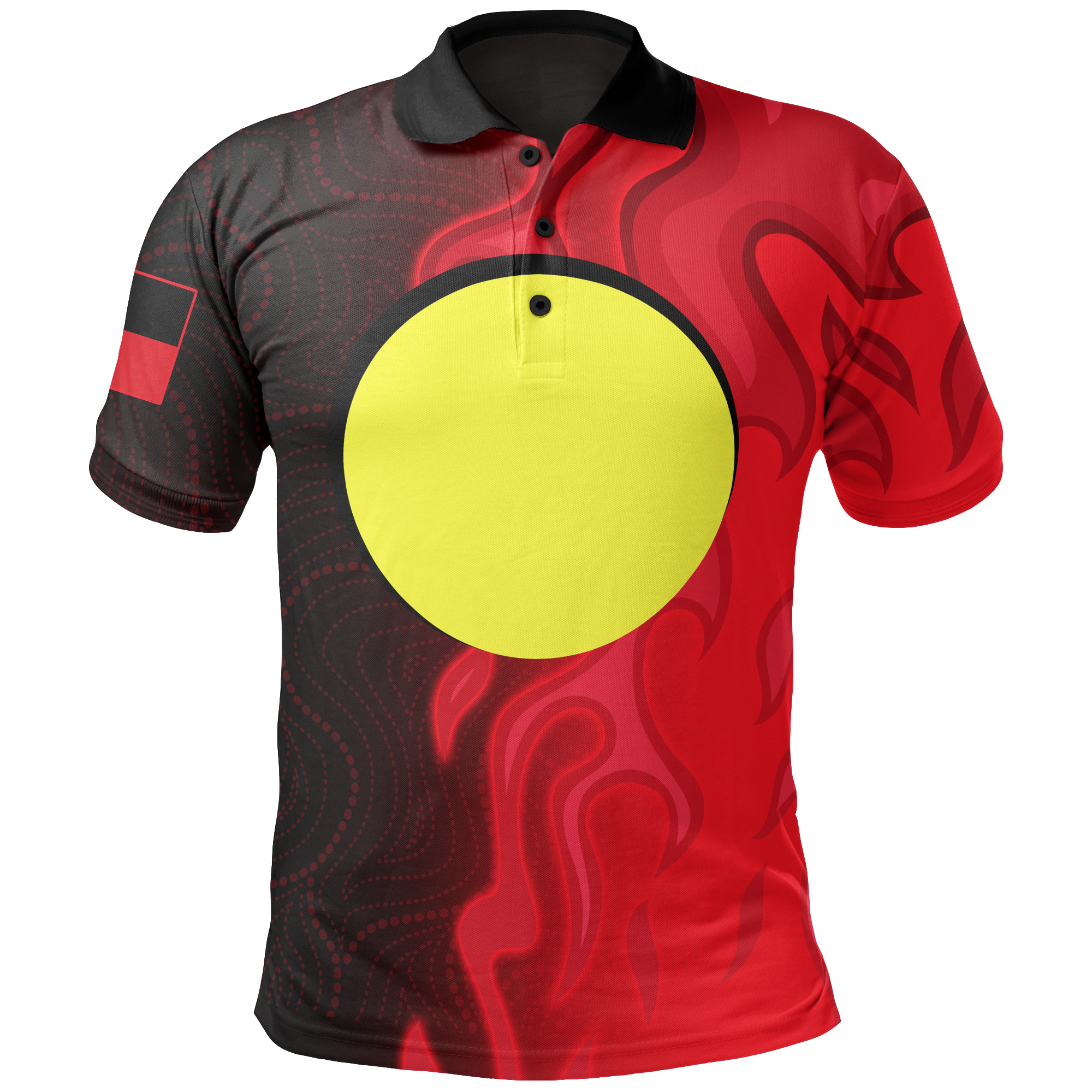 polo-shirt-aboriginal-patterns-shirt-sun-australia-flame-unisex