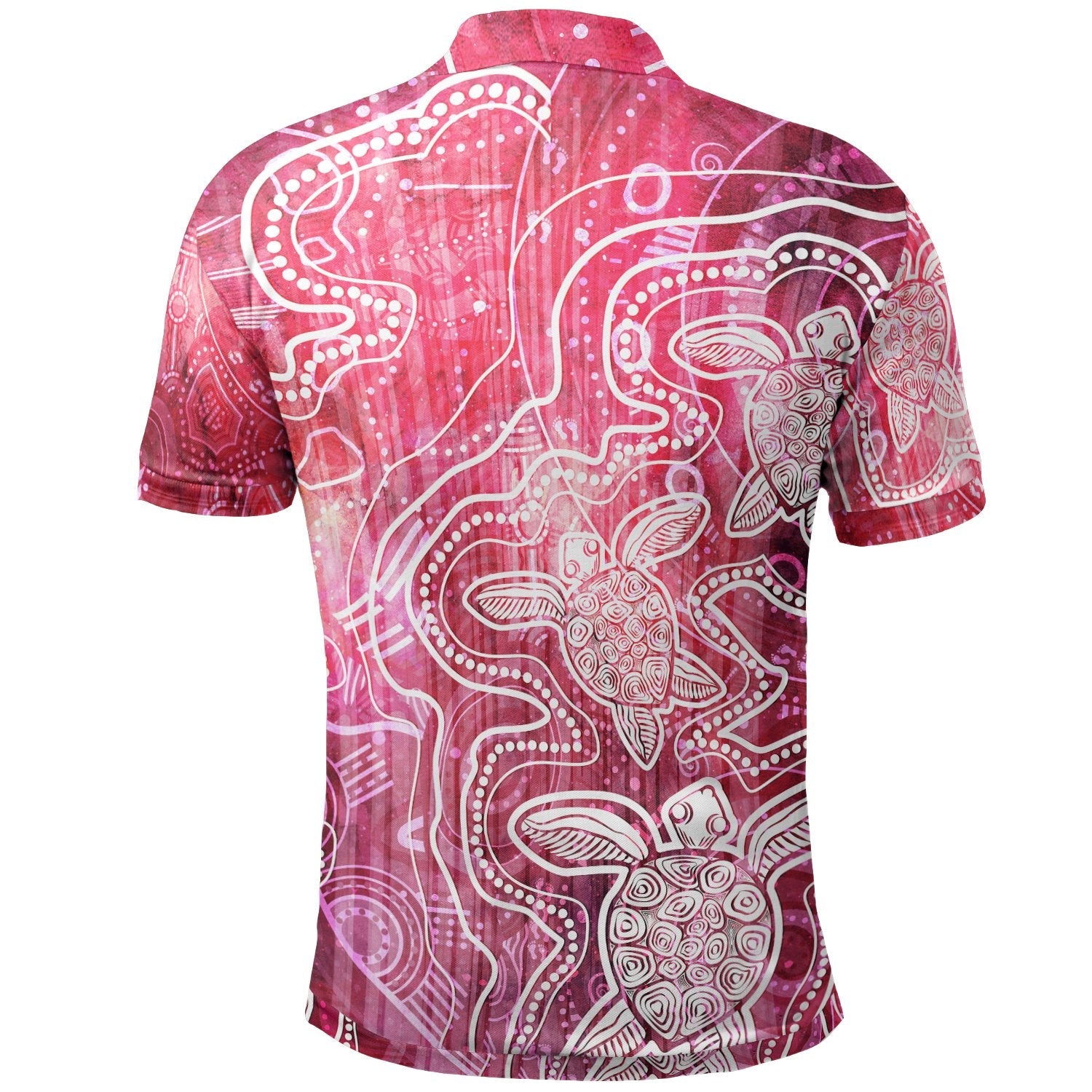 aboriginal-polo-shirt-sea-turtle-with-indigenous-patterns-pink