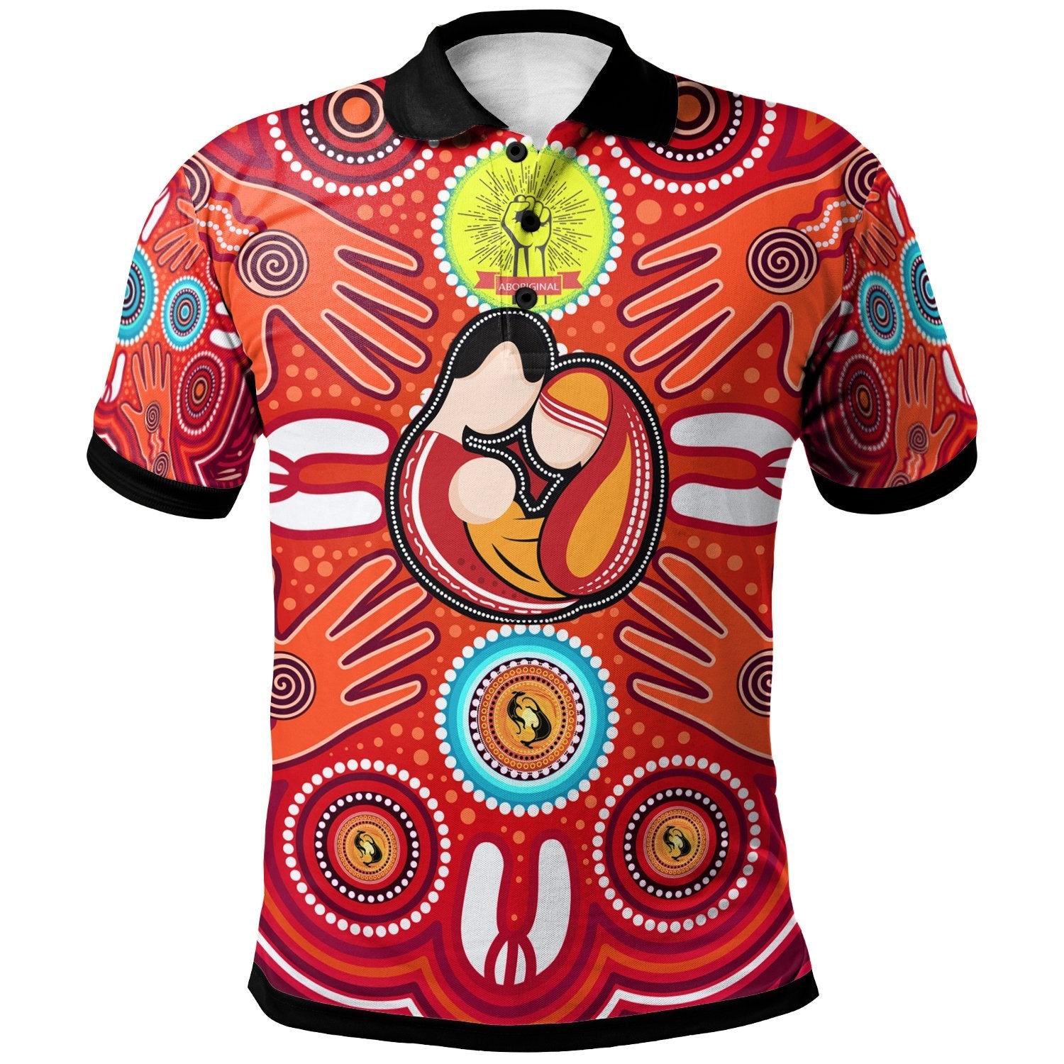 polo-shirts-aboriginal-family-with-dot-painting-art