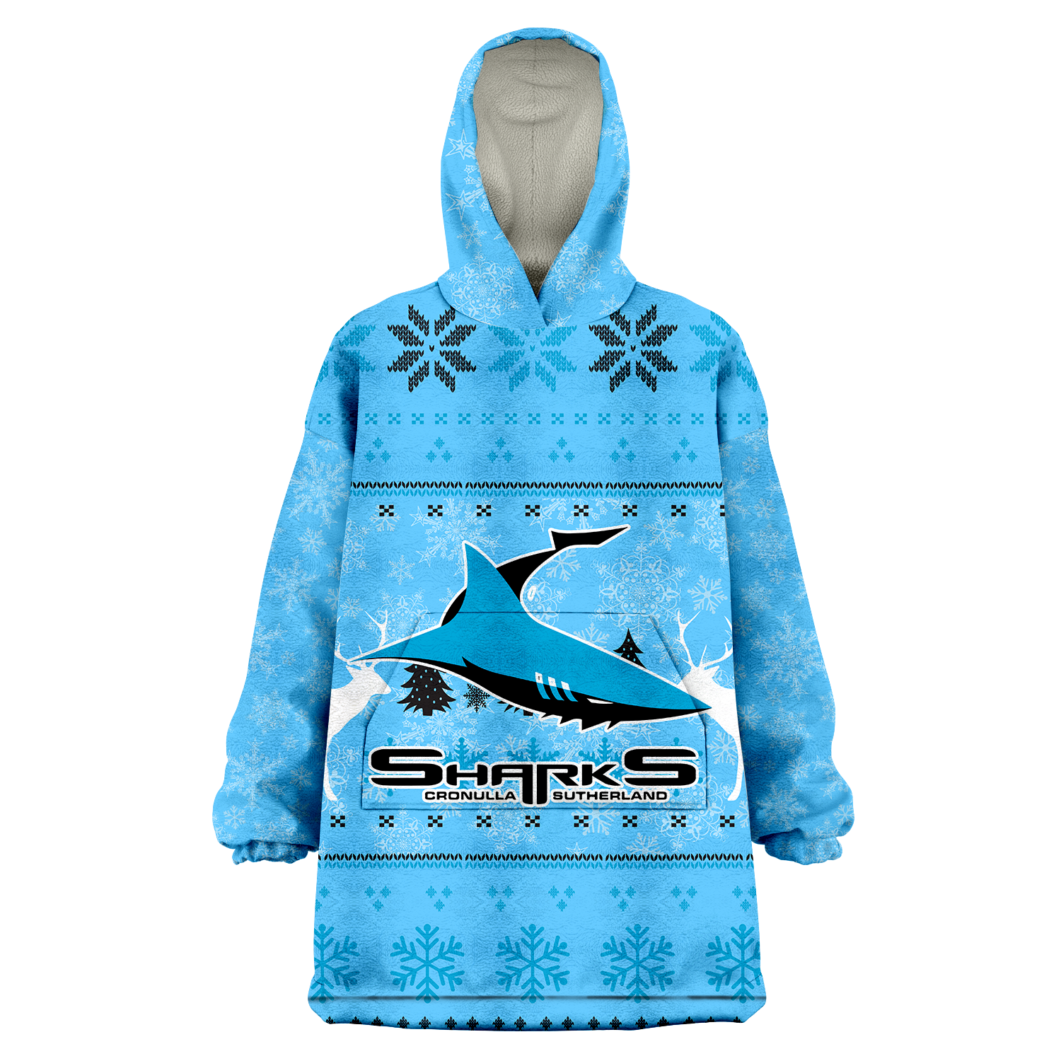 Cronulla-Sutherland Sharks Wearable Blanket Hoodie  - Christmas Ugly Style - LT12