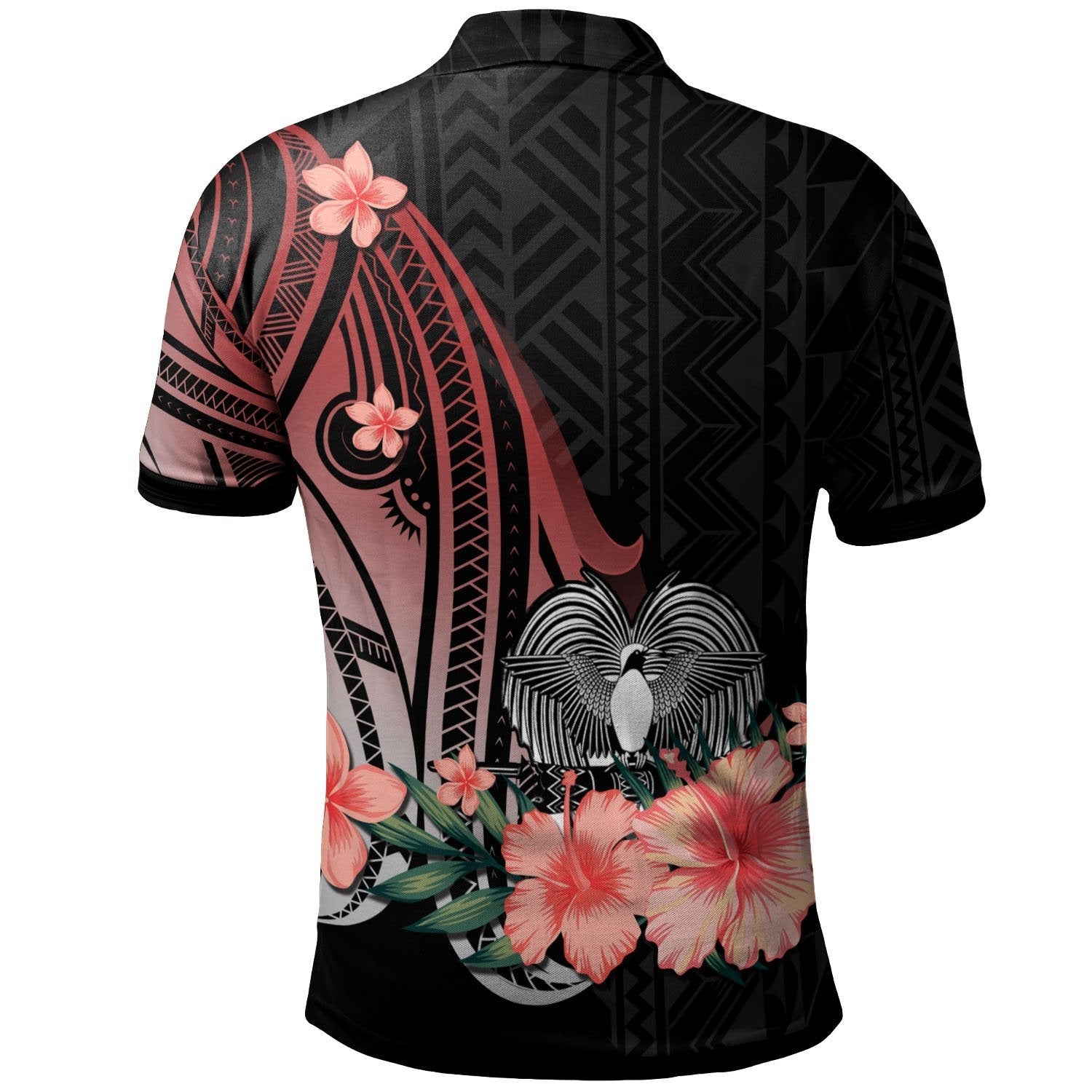 papua-new-guinea-personalised-custom-polo-shirt-red-polynesian-hibiscus-pattern-style
