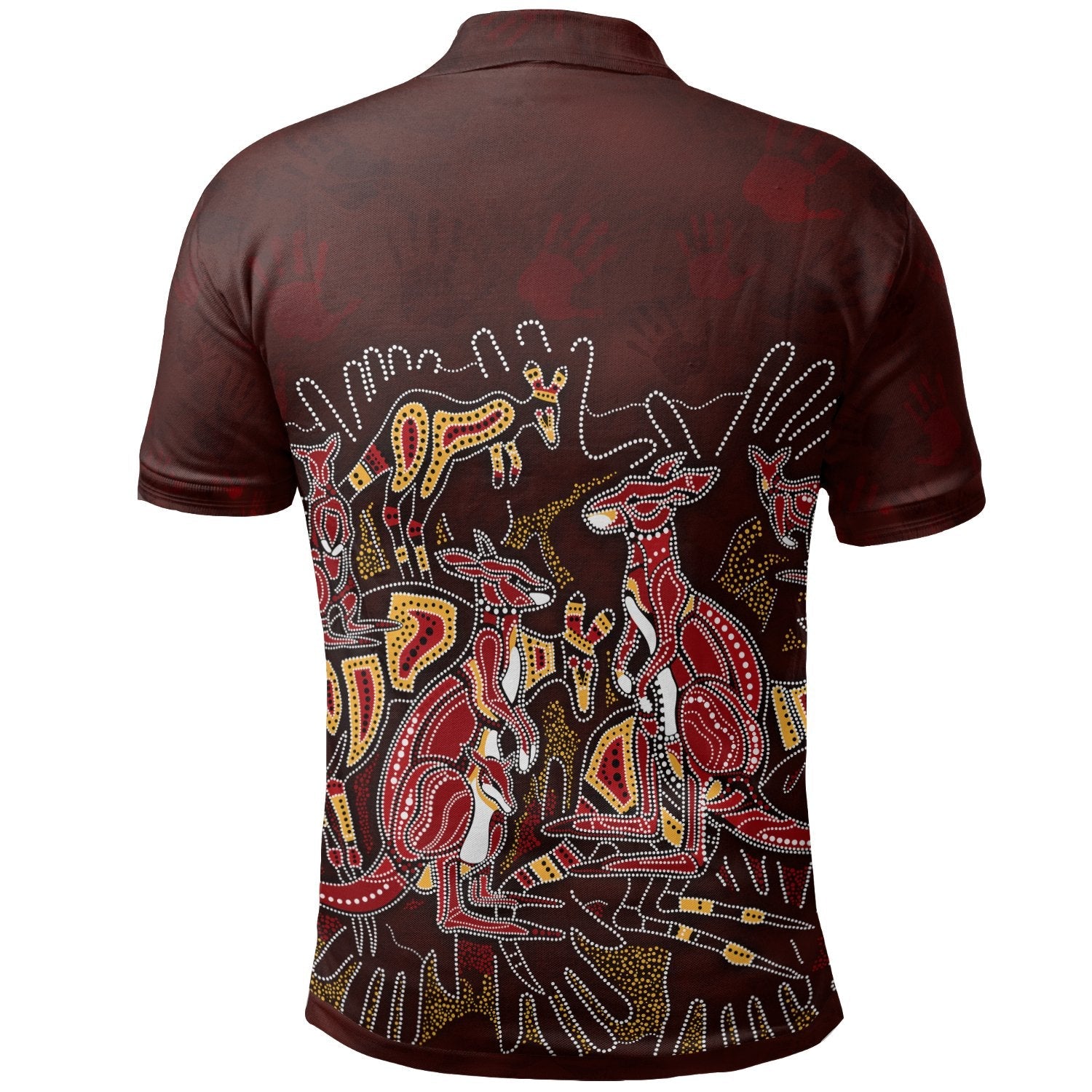 custom-aboriginal-polo-shirts-kangaroo-family-with-hand-art