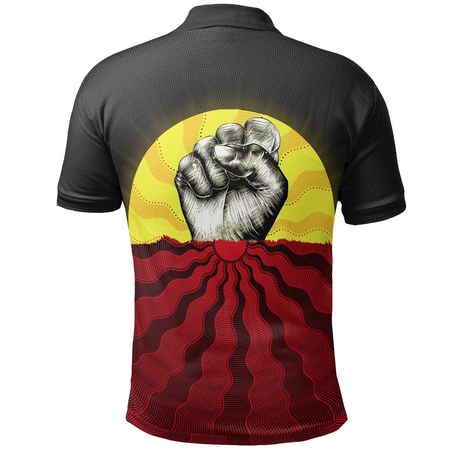 custom-aboriginal-polo-shirts-black-lives-matter-sun-dot-painting