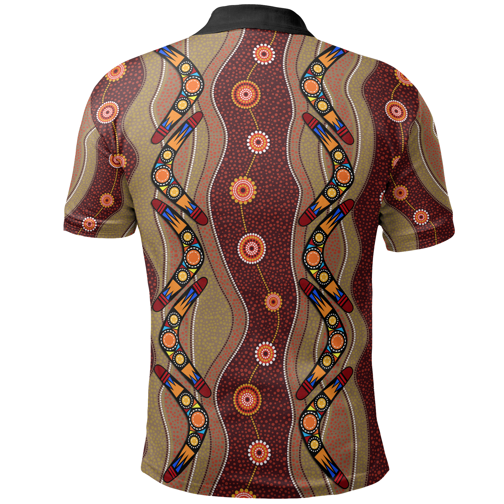 polo-shirt-aboriginal-dot-painting-shirt-boomerang-patterns-unisex