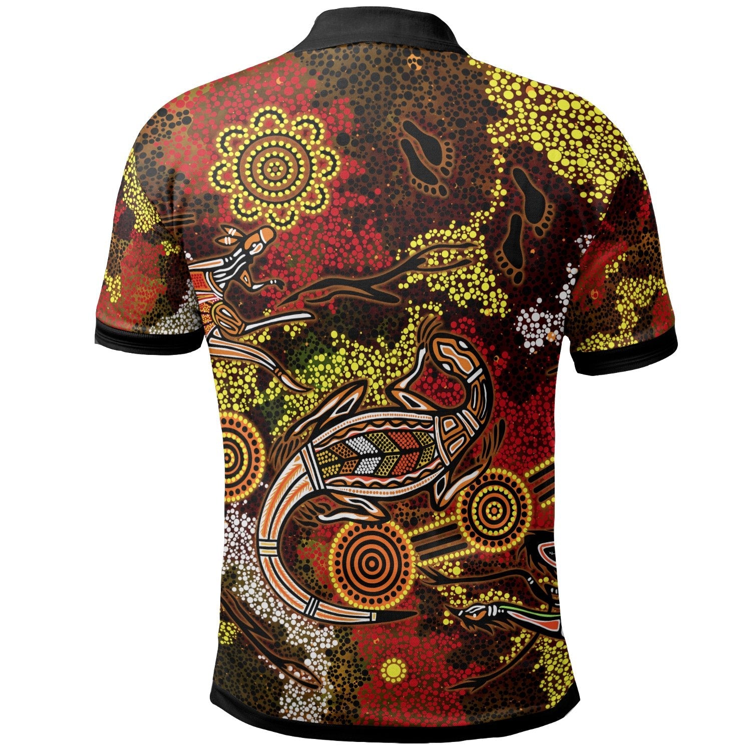 custom-aboriginal-polo-shirts-kangaroo-and-lizard-dot-painting-art