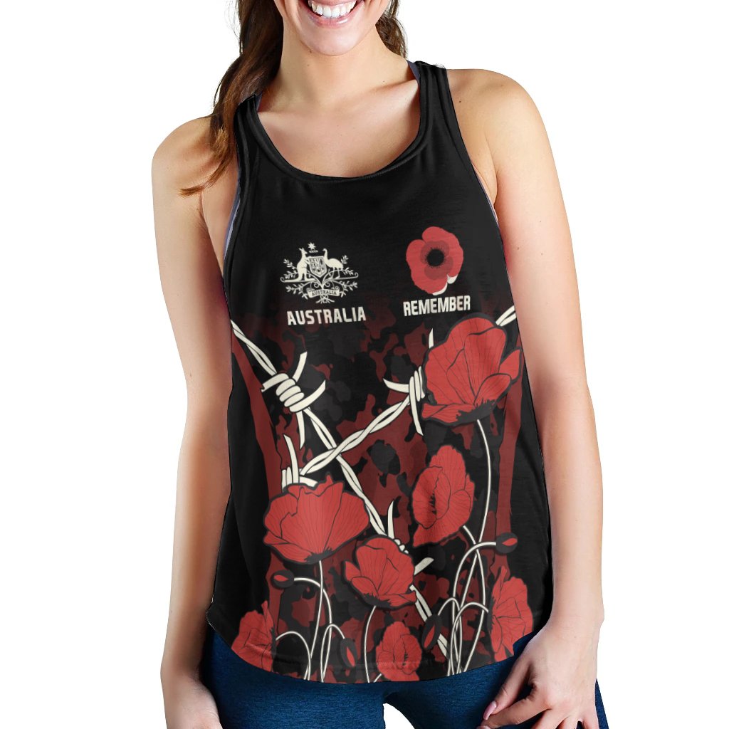 anzac-womens-racerback-tank-anzac-with-remembrance-poppy-flower