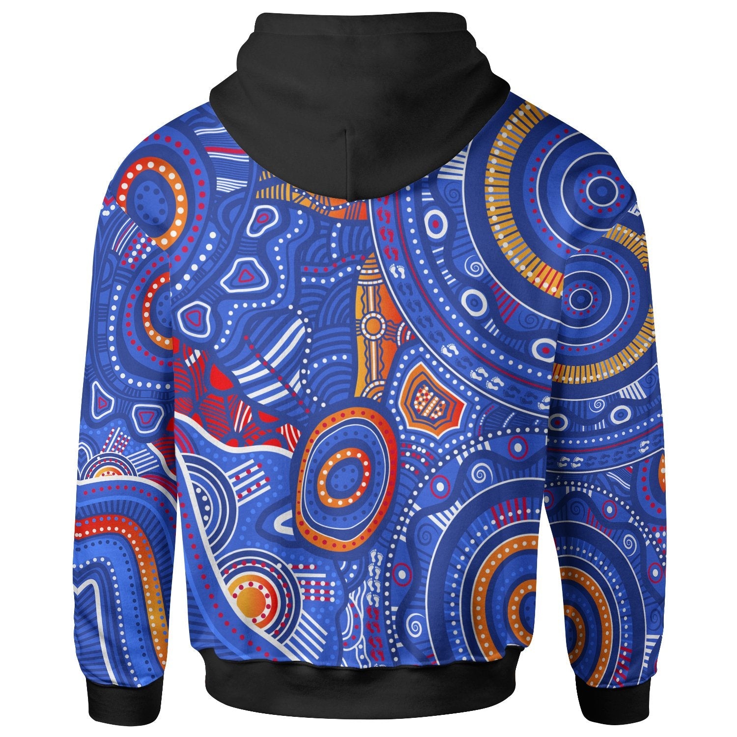 kid-aboriginal-zip-up-hoodie-indigenous-footprint-patterns-blue-color