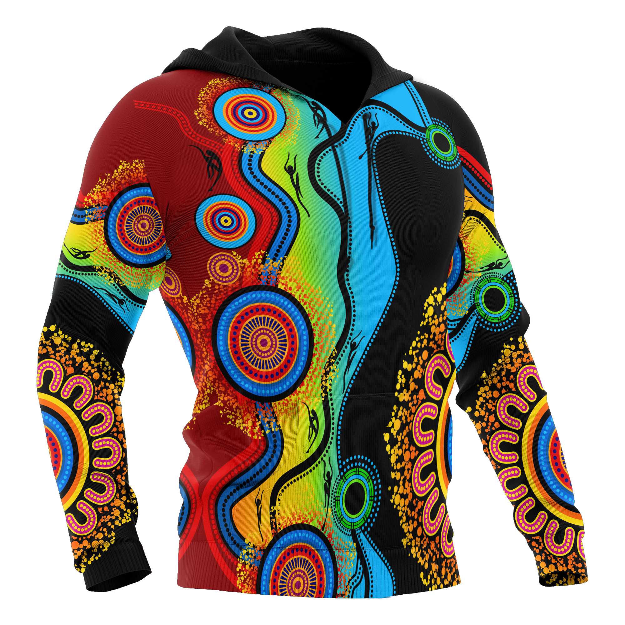 aboriginal-hoodie-circle-dot-painting-flowers-patterns-blue-dream